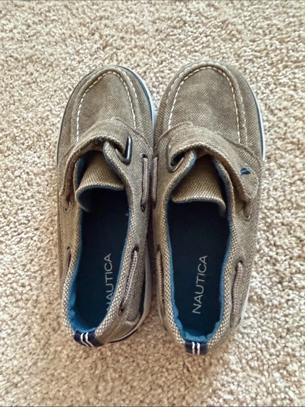 Nautica Kids Tan Canvas Moccasin Boat Shoes
